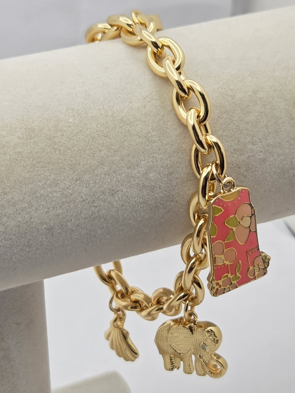 Lilly Pulitzer Gold Oh Shift Charm Bracelet Elephant Turtle Palm Beach